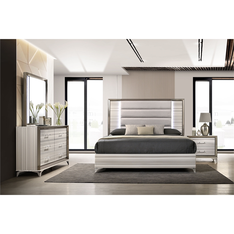 Pemberly Row Modern / Contemporary Zebra White Wood 6-Drawer Dresser