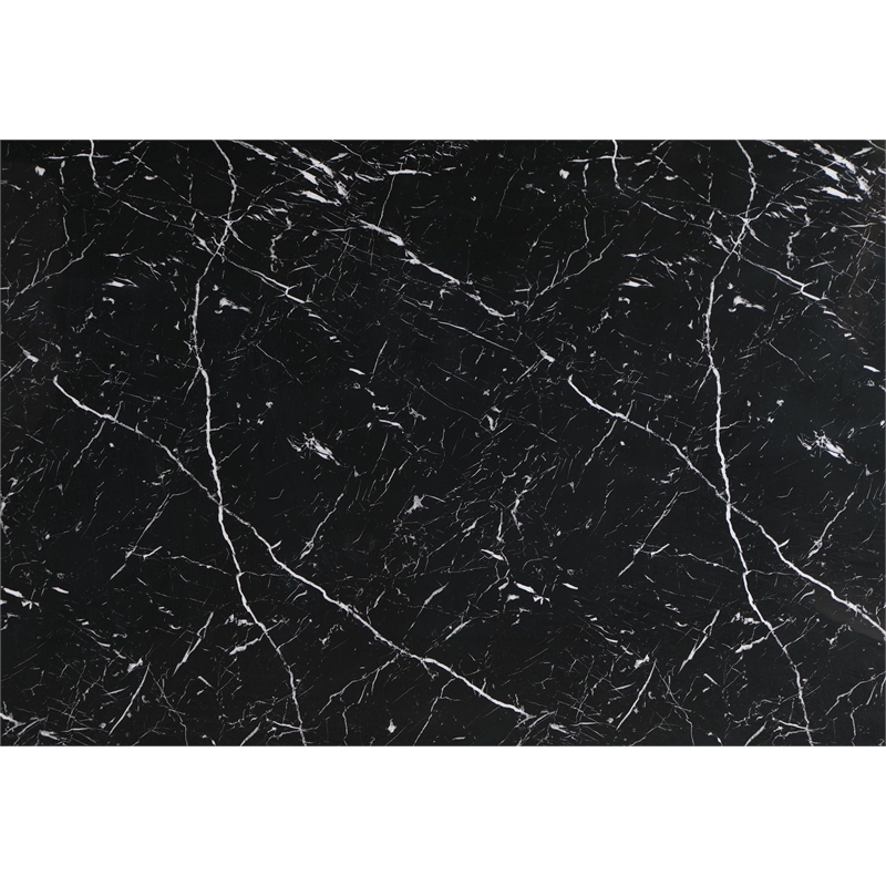 Pemberly Row Black Faux Marble Top and Pedestal Base Dining Table