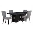 Pemberly Row Black Faux Marble Top and Pedestal Base Dining Table