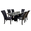 Pemberly Row Black Faux Marble Top and Pedestal Base Dining Table