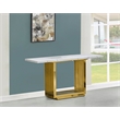 Pemberly Row White Marble Console Table with Gold Steel Base