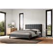 Pemberly Row Upholstered Platform Queen Bed in Dark Gray Fabric