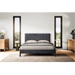 Pemberly Row Upholstered Platform Queen Bed in Dark Gray Fabric