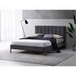 Pemberly Row Upholstered Platform Queen Bed in Dark Gray Fabric