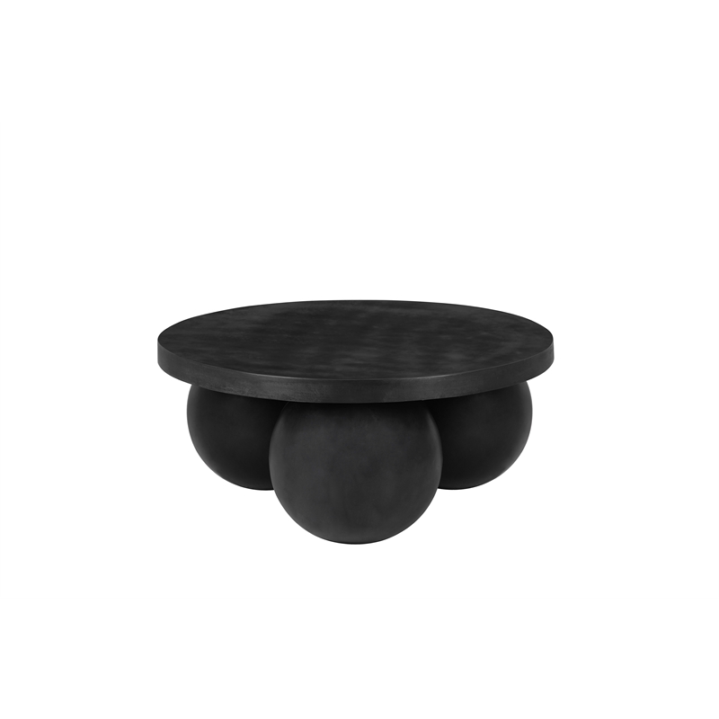 Pemberly Row Modern / Contemporary Round Coffee Table Small In Black