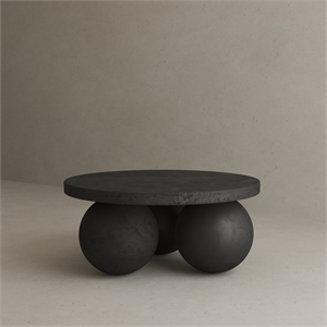 Pemberly Row Modern / Contemporary Round Coffee Table Small In Black