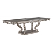 Pemberly Row Wooden Dining Table with Pedestal in Antique Platinum Silver