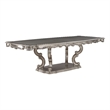 Pemberly Row Wooden Dining Table with Pedestal in Antique Platinum Silver
