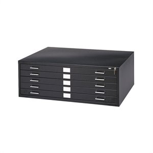 Pemberly Row 5 Drawer Metal Flat Files Cabinet for 24&quot x 36&quot Documents in Black