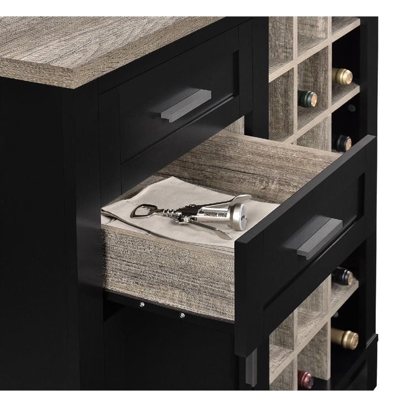 Pemberly Row Modern / Contemporary Wine Cabinet in Black Oak