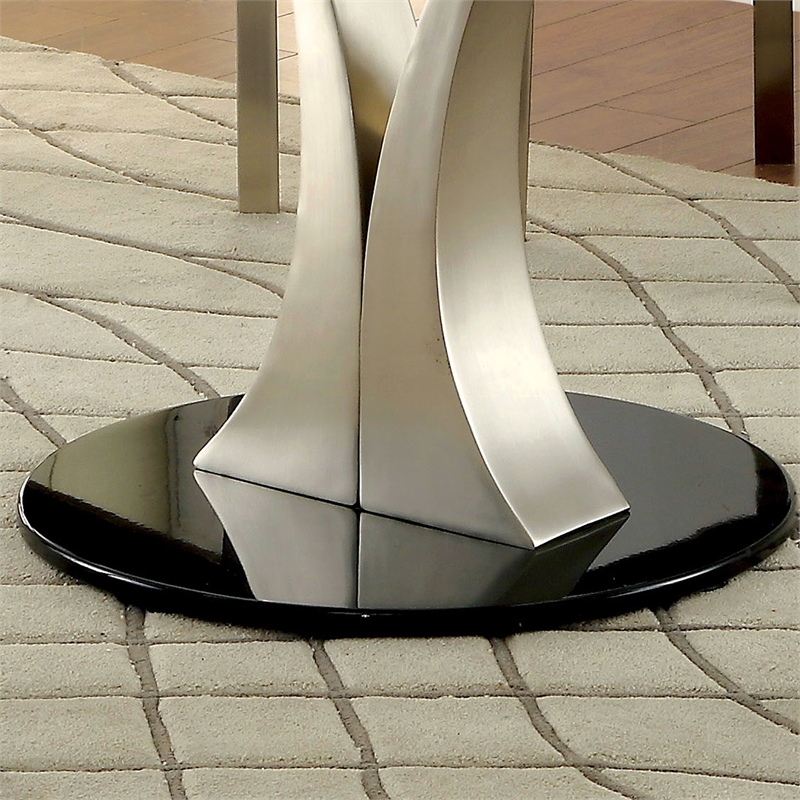 Pemberly Row 5-Piece Oval Stainless Steel Dining Set in Silver