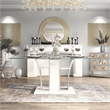 Pemberly Row Modern Contemporary Glass Top Dining Table in White
