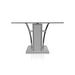 Pemberly Row Modern Contemporary Glass Top Dining Table in White