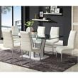 Pemberly Row Modern Contemporary Glass Top Dining Table in White
