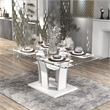 Pemberly Row Modern Contemporary Glass Top Dining Table in White