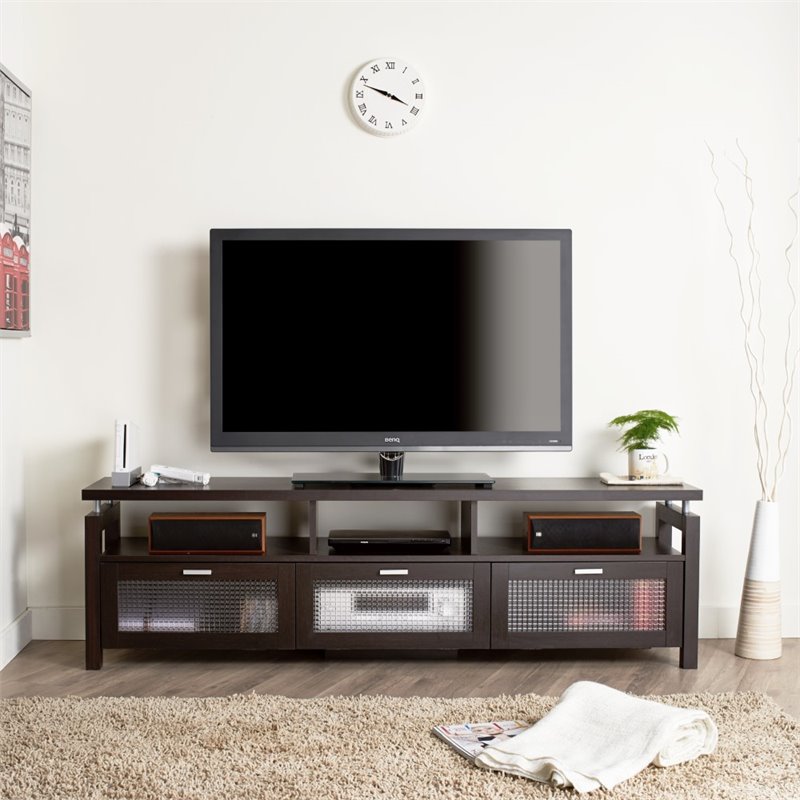 Pemberly Row Contemporary Wood Multi-Storage TV Stand in Espresso