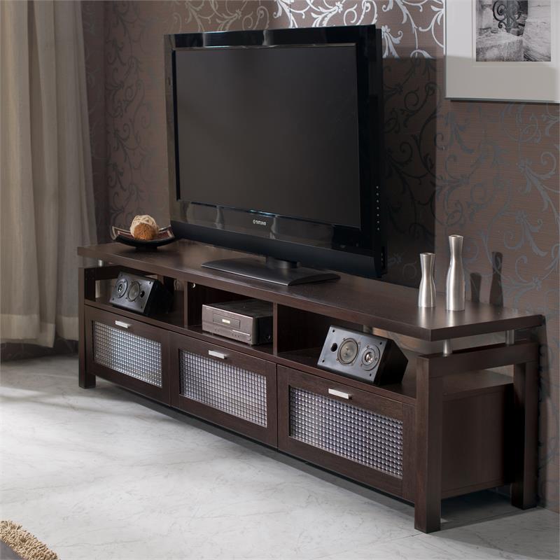 Pemberly Row Contemporary Wood Multi-Storage TV Stand in Espresso