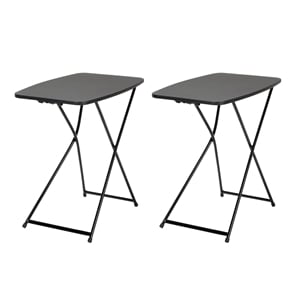 Pemberly Row Tailgate 26&quot Height Adjustable Folding Table in Black (Set of 2)