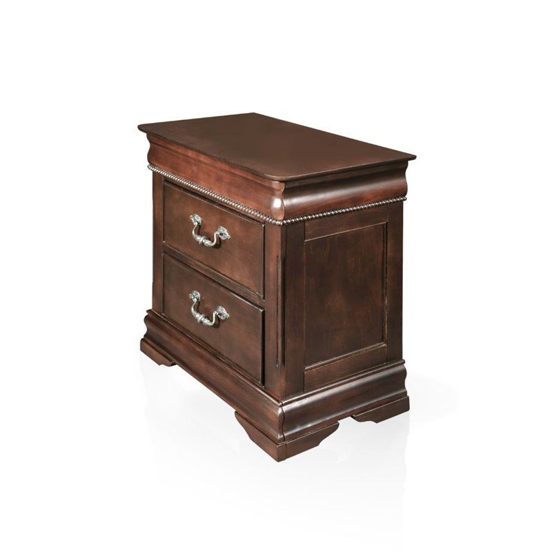 Pemberly Row 2pc Cherry Solid Wood Panel Bedroom Set - Queen + Nightstand