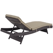 Pemberly Row Aluminum and Rattan Patio Chaise in Espresso/Mocha Brown