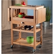 Pemberly Row Modern Transitional Solid Wood Kitchen Cart in Bamboo
