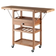 Pemberly Row Modern Transitional Solid Wood Kitchen Cart in Bamboo