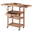 Pemberly Row Modern Transitional Solid Wood Kitchen Cart in Bamboo