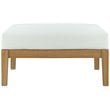 Pemberly Row Outdoor Patio Solid Teak Wood Ottoman in Natural/White