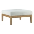 Pemberly Row Outdoor Patio Solid Teak Wood Ottoman in Natural/White