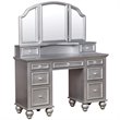 Pemberly Row Modern Wood 3-Piece Bedroom Vanity Set in Silver