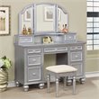 Pemberly Row Modern Wood 3-Piece Bedroom Vanity Set in Silver