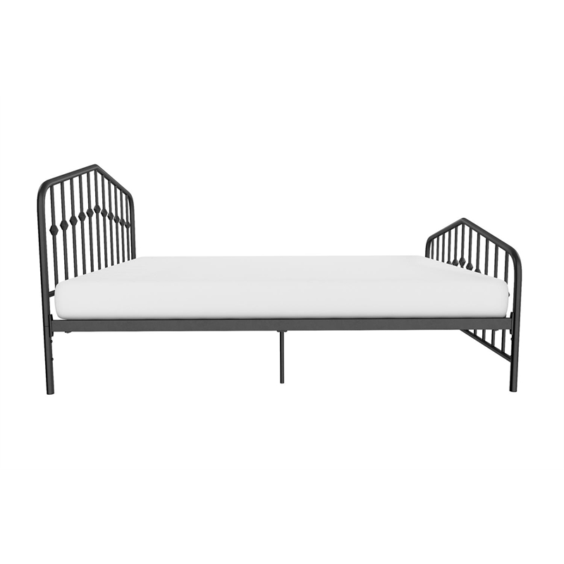 Pemberly Row Contemporary Queen Adjustable Metal Bed in Black