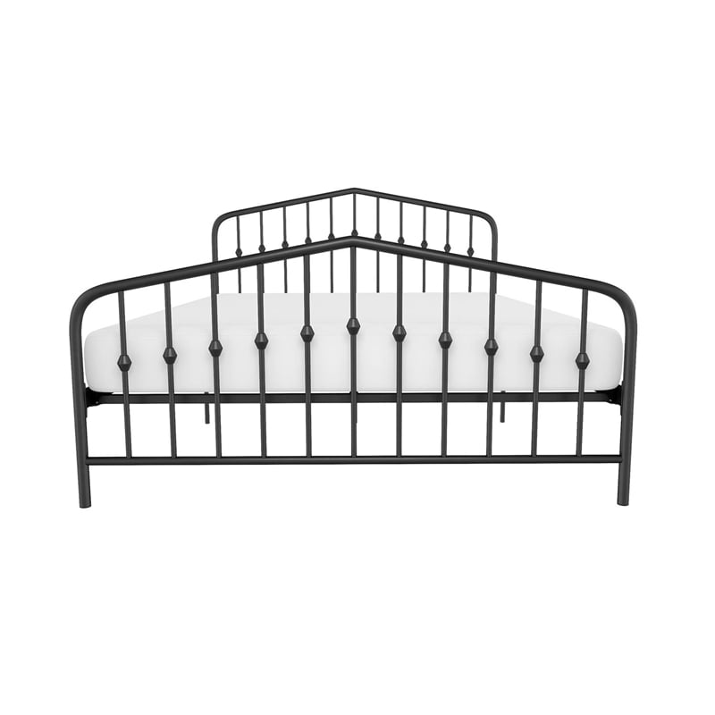 Pemberly Row Contemporary Queen Adjustable Metal Bed in Black