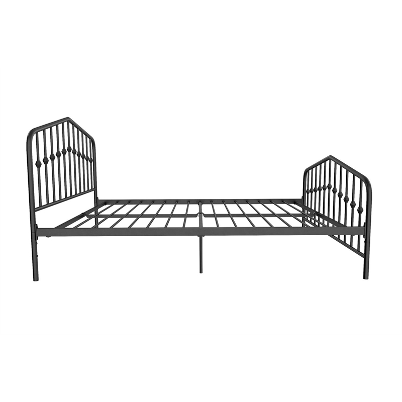 Pemberly Row Contemporary Queen Adjustable Metal Bed in Black