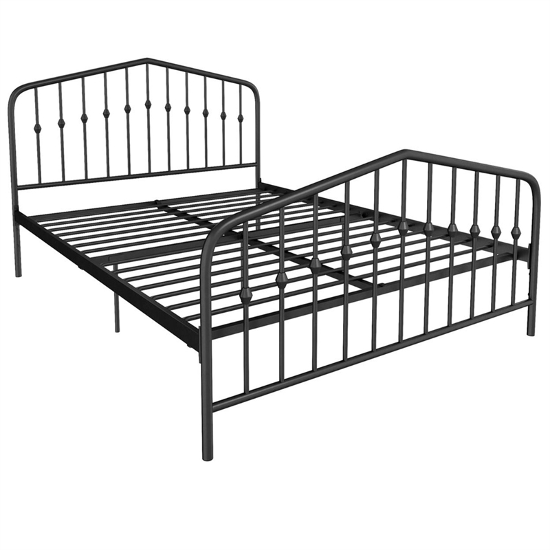 Pemberly Row Contemporary Queen Adjustable Metal Bed in Black