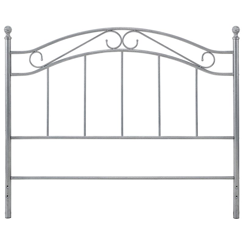 Pemberly Row Contemporary Queen Metal Spindle Headboard in Pewter