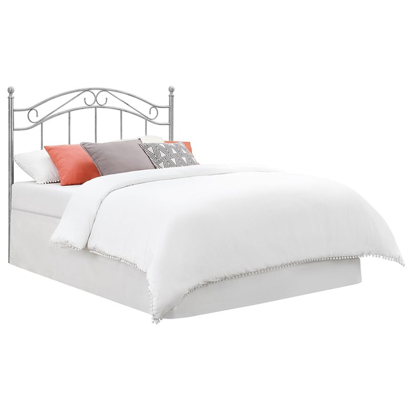 Pemberly Row Contemporary Queen Metal Spindle Headboard in Pewter