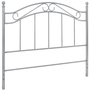 Pemberly Row Contemporary Queen Metal Spindle Headboard in Pewter