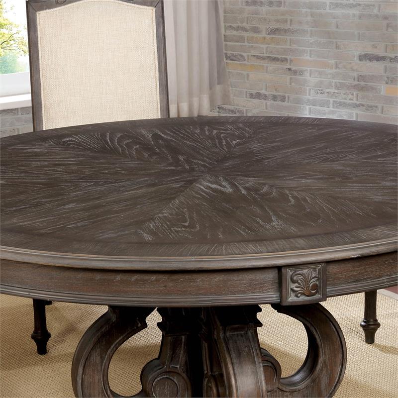 Pemberly Row Modern Wood 7-Piece Round Dining Table Set in Natural