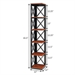 Pemberly Row Five-Tier Corner Bookshelf Bookcase in Cherry and Black Wood