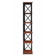 Pemberly Row Five-Tier Corner Bookshelf Bookcase in Cherry and Black Wood