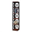 Pemberly Row Five-Tier Corner Bookshelf Bookcase in Cherry and Black Wood