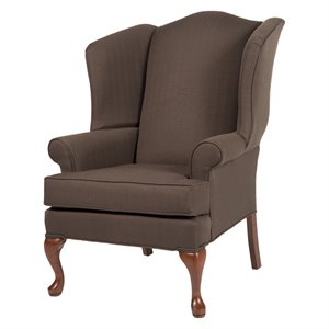 Pemberly Row Brown Fabric Traditional Wing Back Accent Chair