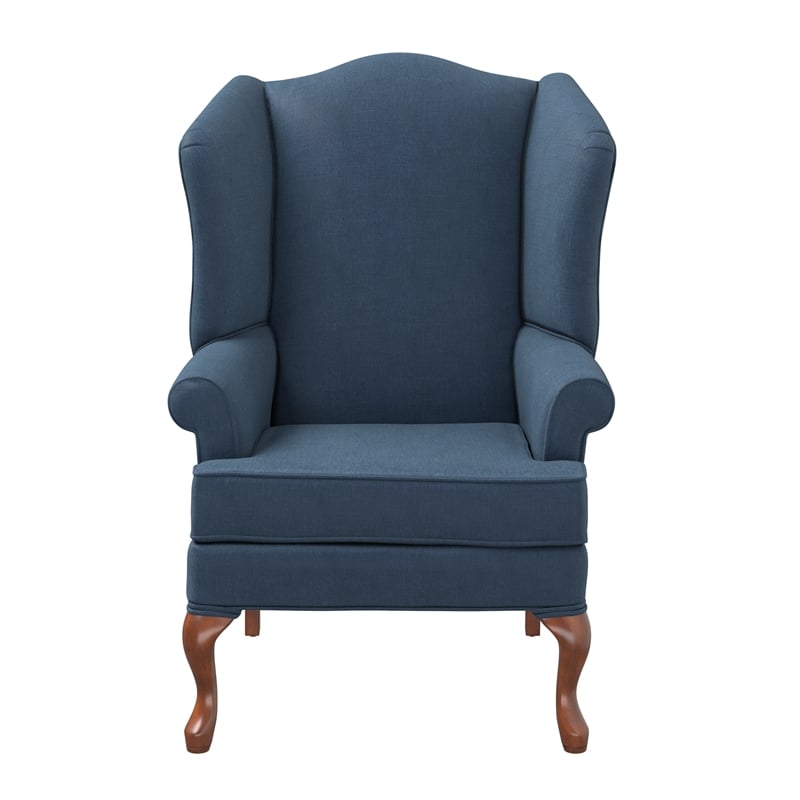 Pemberly Row Modern Blue Fabric Traditional Wing Back Accent Chair