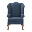 Pemberly Row Modern Blue Fabric Traditional Wing Back Accent Chair