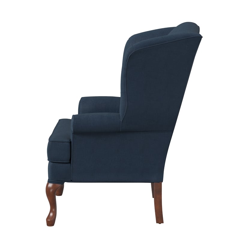 Pemberly Row Modern Blue Fabric Traditional Wing Back Accent Chair