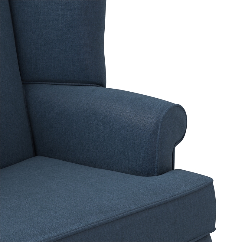 Pemberly Row Modern Blue Fabric Traditional Wing Back Accent Chair
