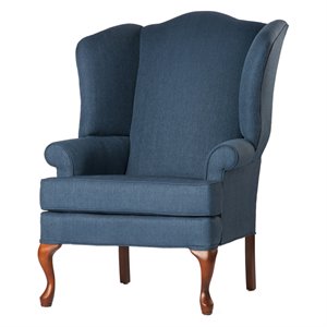 Pemberly Row Modern Blue Fabric Traditional Wing Back Accent Chair