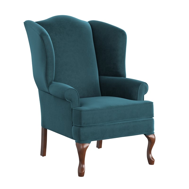 Pemberly Row Contemporary Ocean Blue Microfiber Wingback Chair
