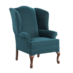 Pemberly Row Contemporary Ocean Blue Microfiber Wingback Chair